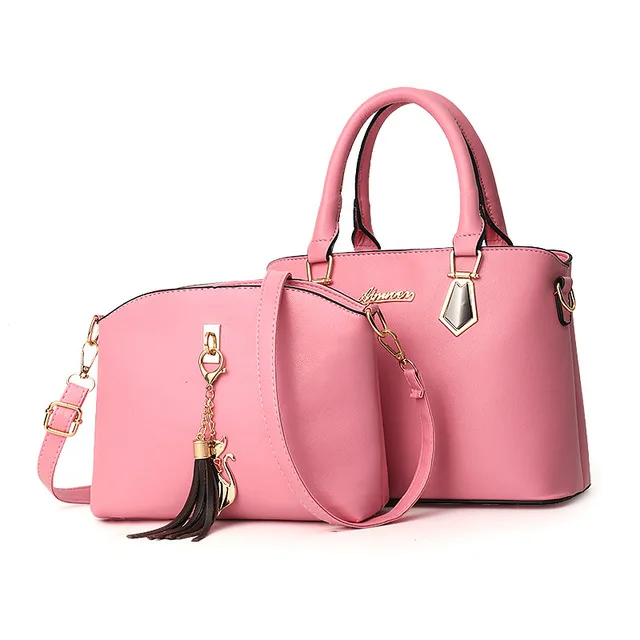 Pink Женская сумка, модная, для отдыха, включает в себя две сумки, роскошная сумка, дизайнерская сумка через плечо, женская новая сумка, композитная сумка, большая сумка - Цвет: Pink