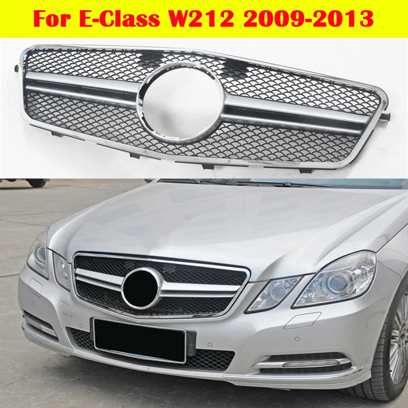 

For Mercedes-Benz E-class W212 Car styling Middle grille ABS bumper front Center Grill Diamond GT For AMG vertical bar 2009-2013