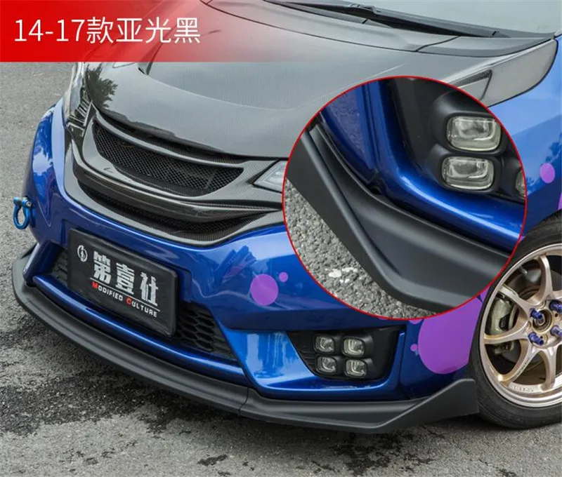 CEYUSOT для Honda Fit Jazz автомобильный передний бампер для губ комплект диффузор дефлектор спойлер сплиттер для губ Джаз спойлер - Цвет: Matte black