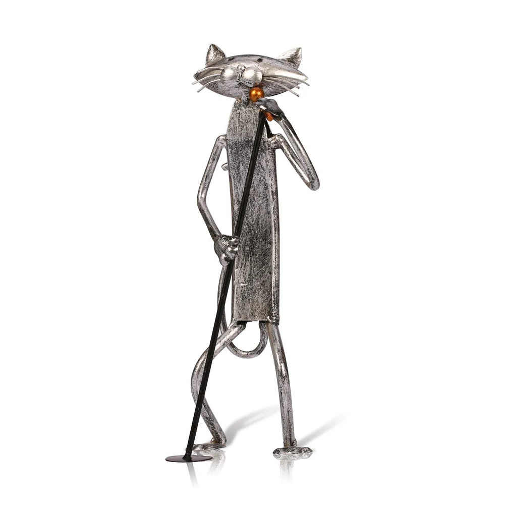 Gift Cat Sculpture Desk Decorative Crafts Figurine Living Room Modern Simple Small Handmade Home Ornament Office Iron Art