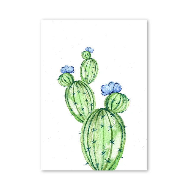 Watercolor cactus Gallery Wall for Bedroom Prints Pictures Flower For Living Room ，Kitchen Room Decoration  Home Decor A