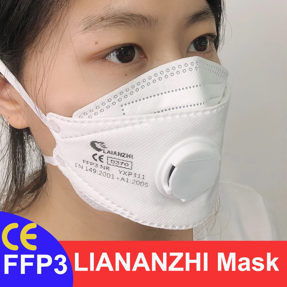 Laianzhi ce ffp3 rosto máscaras para proteção contra vírus anti poeira bandana headwear rosto máscara boca antivírus válvula respirador ffp3mask