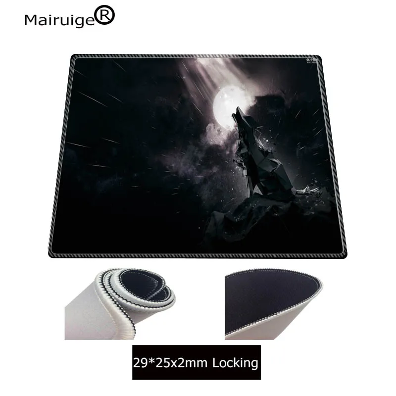  Mairuige Wolf Night Moon Gaming Mouse Pad Black Lock Edge Desk Keyboard Mouse Mat Rug Large Game Mo