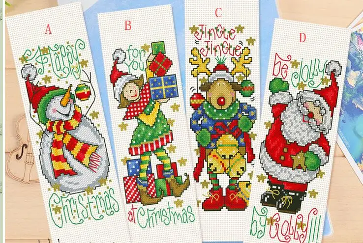 christmas Craft Stich Cross Stitch Bookmark Christmas Plastic Fabric Needlework Embroidery Crafts Counted Cross-Stitching Kit | Дом и сад