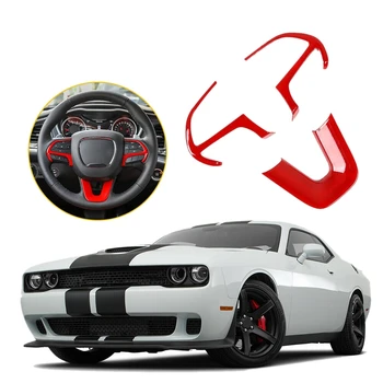 

3X Red Car Steering Wheel Interior Trim Cover for Dodge Challenger/Charger 15-19