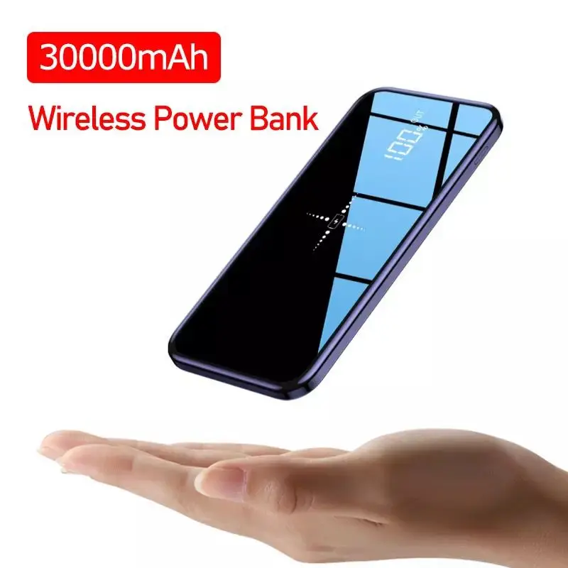 QI Беспроводное зарядное устройство 30000 мАч внешний аккумулятор для iPhone8 11 XS Max Samsung