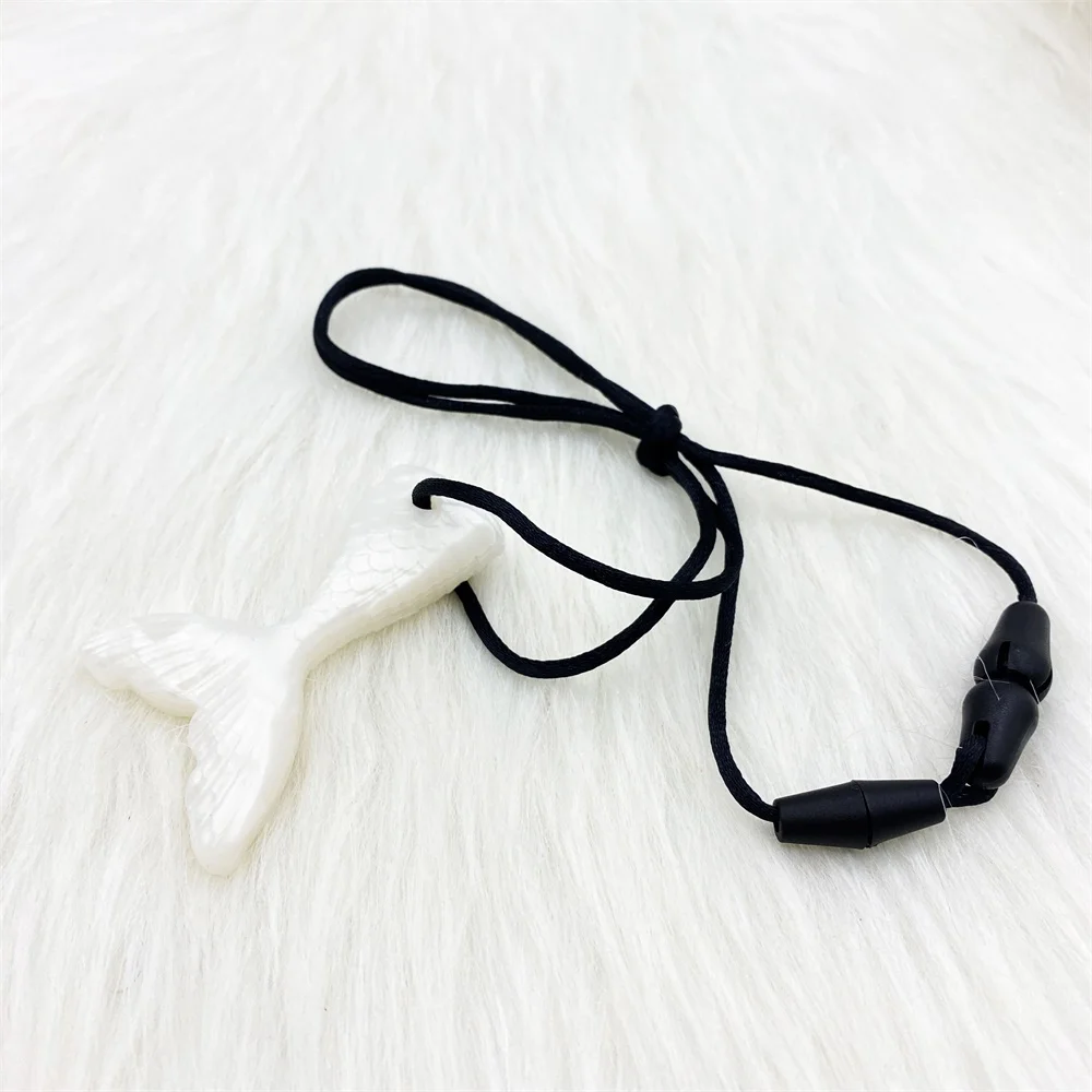 3PCS Mermaid Tail  Chew Necklace Baby Silicone Teether Chewelry Pendant Sensory Toy for Kids Boys Girls Special Needs 6