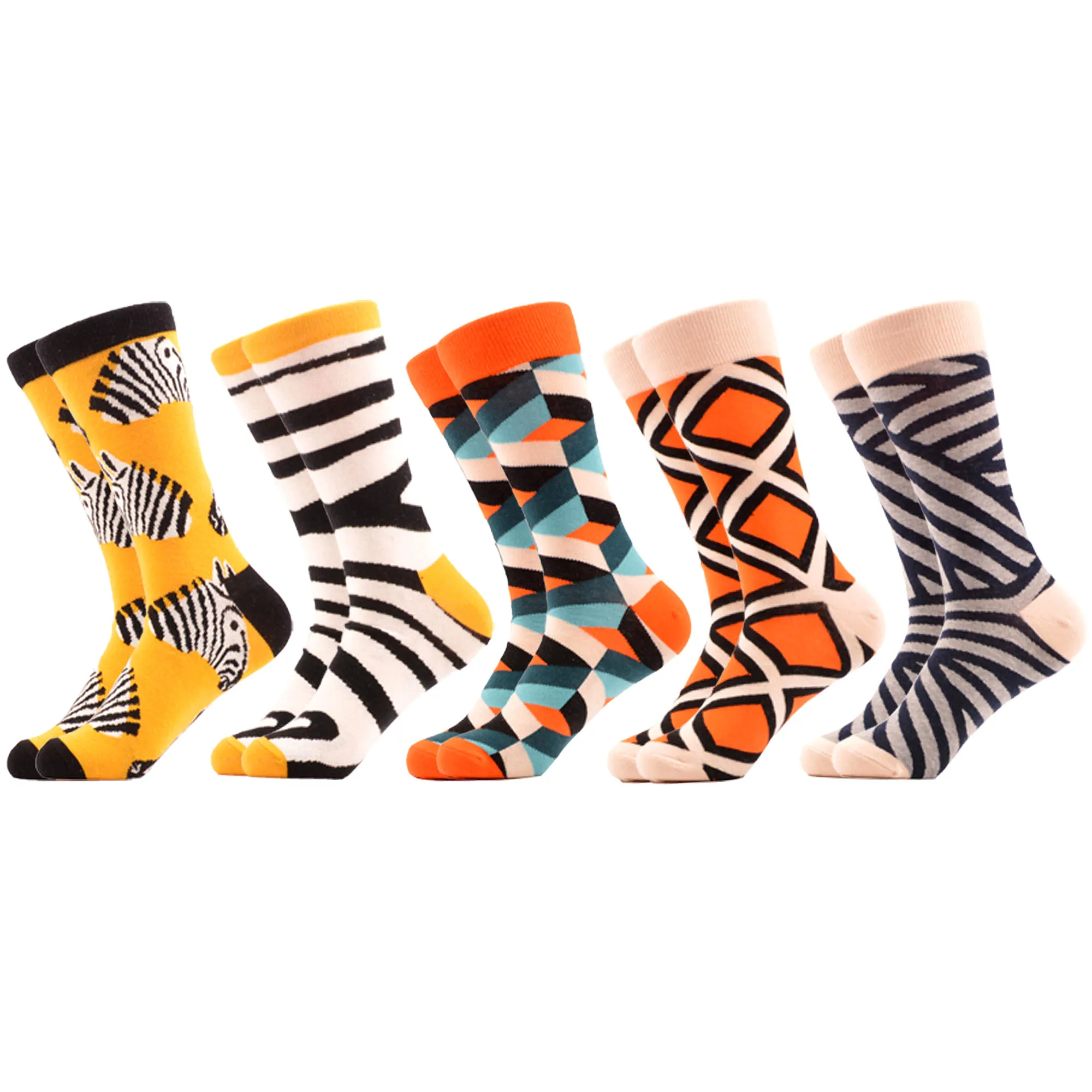 Zebra Stripes SANZETTI бренд Новые счастливые мужские носки яркие красочные космические животные узор Повседневные носки смешной подарок Свадебные носки - Цвет: Zebra Stripes