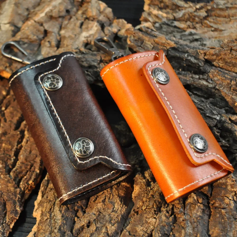 

2019 Men Bag Leather New Business Car Key Holder Organizer Keychain Covers Purse Hasp Minimalist Key Wallets Keychain Bag Case