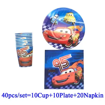 

Disney Lightning McQueen Cars Theme Tableware Baby Children Birthday Party Supplies Decor Family Friend Disposable Tableware Set