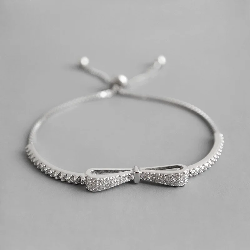 EDS, серебро 925, женские браслеты с бантами, 925 пробы, серебряный, милый браслет, цепь, браслеты, циркон, браслеты, корейская мода, ювелирное изделие