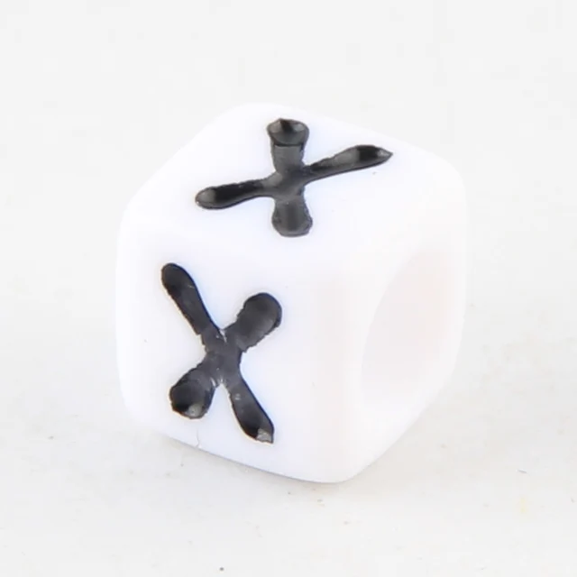 Cuentas Cúbicas De Acrílico Blanco Y Negro - 6mm, Agujero 3.5mm, Pack De 100 Piezas