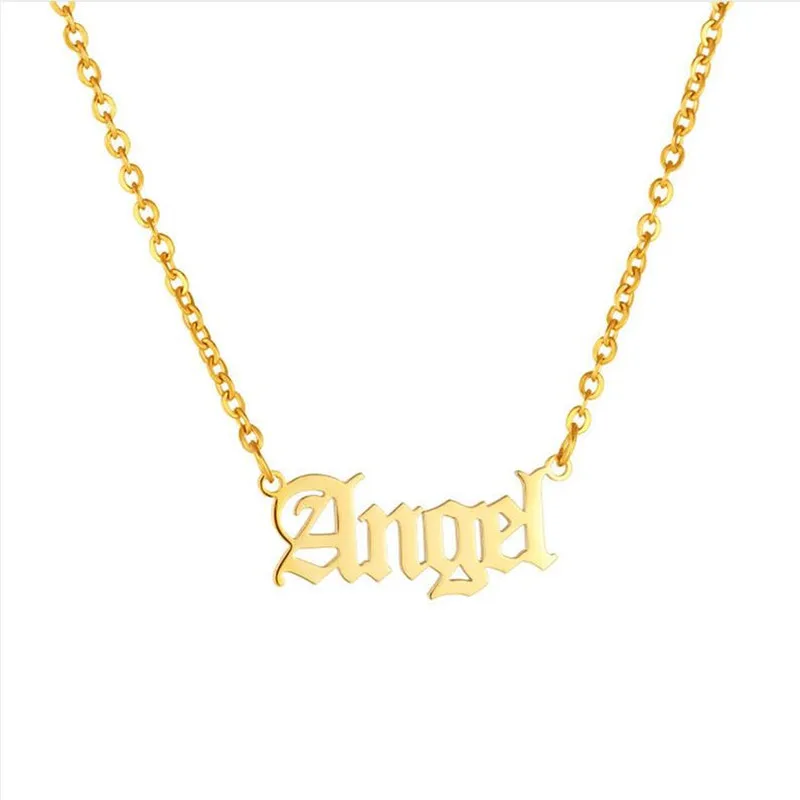Script Name Angel Stainless Steel Necklace For Women