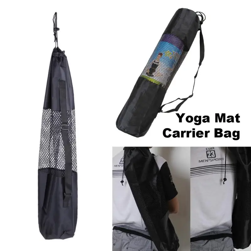 Lightweight Nylon Carry Backpack Adjustable Strap Mesh Bag for Yoga Mat