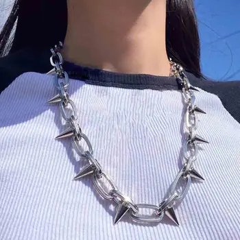 

Fashion Steampunk Rivet Necklace Gothic Neck Chain for Women Bullet Stainless Steel Punk Suspension on The Neck Jewelry