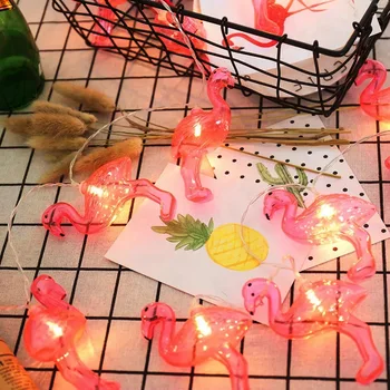 

2 meters Pink Flamingo Light Strings Ornaments Tropical Summer Flamingo Birthday Wedding Decor Flamingo Gifts Hawaiian Party