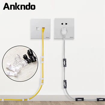 

ANKNDO Self Adhesive Cable Holders Computer Cable Orgainzer Plastic Cable Clips Buckle Cable Management Fixed Fastener Accessory