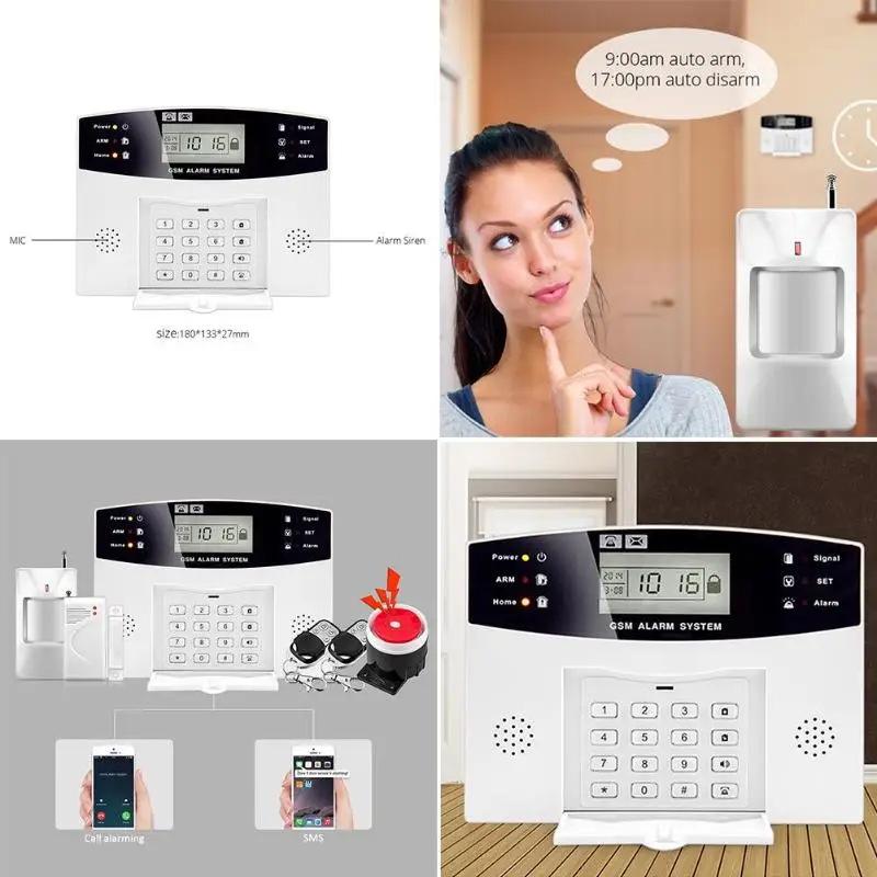 Wireless Home Security GSM Network Alarm System Motion Detector Intercom Remote Control Autodial Siren Sensor Kit Sensor Burglar