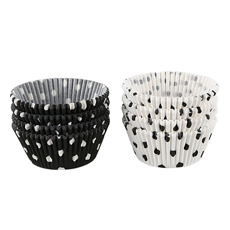 

200 Count Polka Dots Black and White Paper Baking Cups / Cupcake Liners Standard Size