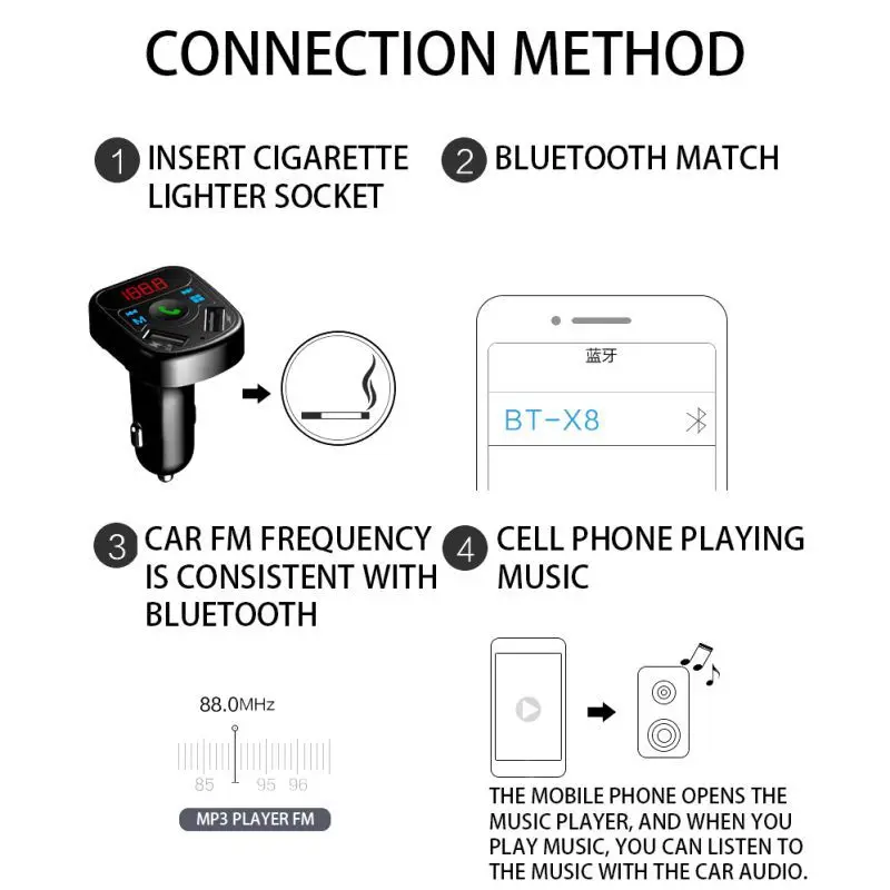 USB зарядное устройство автомобильный комплект громкой связи беспроводной Bluetooth fm-передатчик ЖК MP3-плеер автомобильные аксессуары аудиокабель