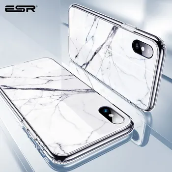 

ESR Marble Glass Case For iPhone Xs Max Xr Xs X 7 8 Plus Tempered Glass Cover + TPU Frame For Apple iPhone 7 8 X Mirror Case