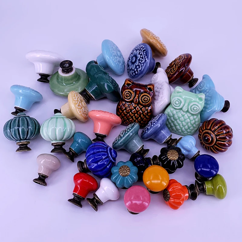 

2014 New 5 Pcs Cartoon Fruit Vegetable Hand Painted Kitchen Cupboard Cabinet Door Knob Kid's Room Wardrobe Drawer Ceramic Pull