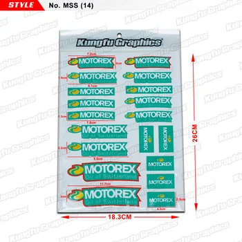 

KUNGFU GRAPHICS Waterproof Heatproof Decal Vinyl MX Racing Sticker Kit for MOTOREX Motorcycle Helmet Motorsports Motocross Green