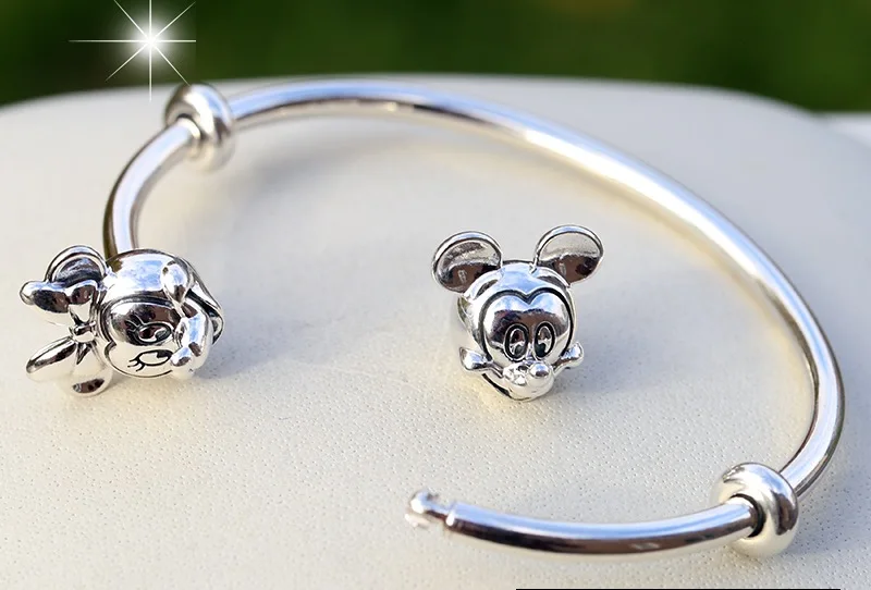 100% 925 Sterling Silver bangle bracelet 1:1 for European Charms Beads Jewelry 10pcs/lot You can Mixed size Free shipping | Украшения и