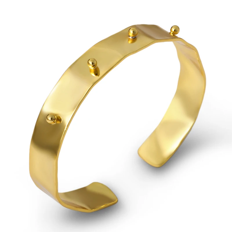 Gold Color Модный широкий браслет в заклепках браслет& браслет для ювелирных изделий Нержавеющая сталь панк Wristhand золотой браслет Пара Pulseras Минимализм - Окраска металла: Gold Color