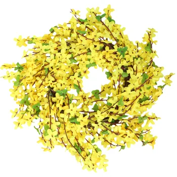 

1Pc Artificial Winter Jasmine Garland Plastic Wreath Bird Nest Garland Flower Garland Wreath for Festivals Wedding(Golden and Ye