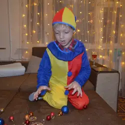 Детский костюм клоуна на Хэллоуин для костюмированной вечеринки; костюм клоуна с красным носом для детского сада