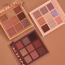 Paleta de sombras de ojos de 9 colores mate, paleta de sombras de ojos con purpurina, conjunto de maquillaje Nude, efecto duradero TSLM1