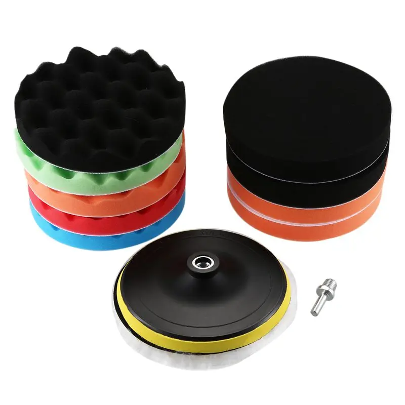 Almofada de Polimento Kit para Polidor Polegada Grade Esponja Buffer Carro Reino Unido 11 Pçs 7 180mm Mod. 320217