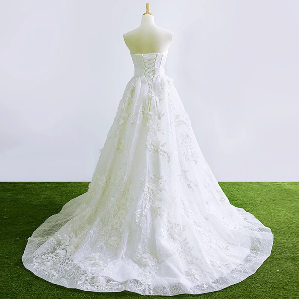 Vestido De Novia Плайя индивидуальный заказ с плеча аппликация «сердце» Кружева Цветы Элегантные Свадебные платья Китай
