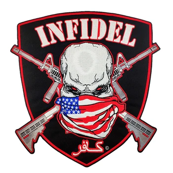 

America Mask Skull Embroidered Patches DIY Customized Rock Thermal Applique Iron on Large Size Badge Free Shipping Clothing Back