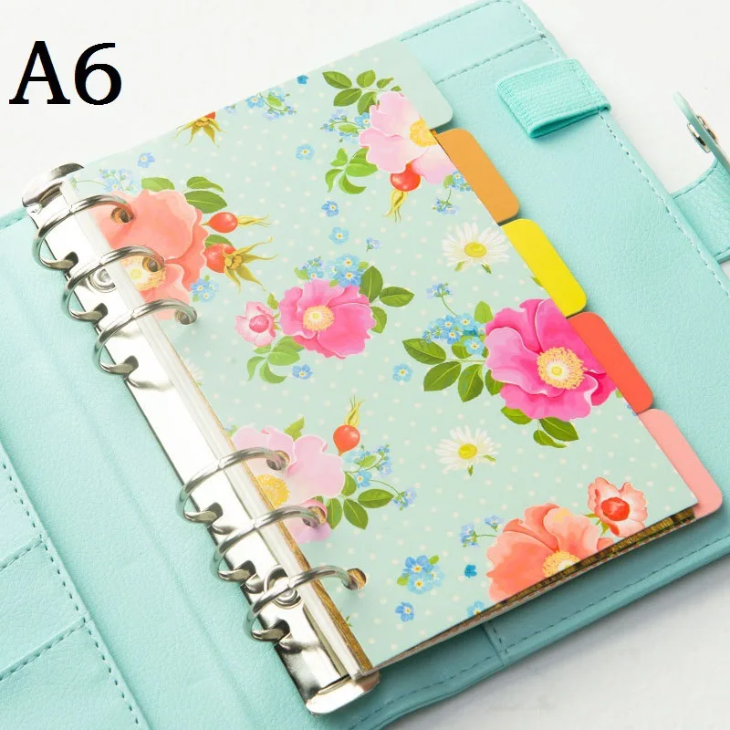 

5Pcs/set A6 Notebook Dokibook Dividers Inner Page Filler Papers For Filofax Agenda Small Flower Colorful Planner Accessories