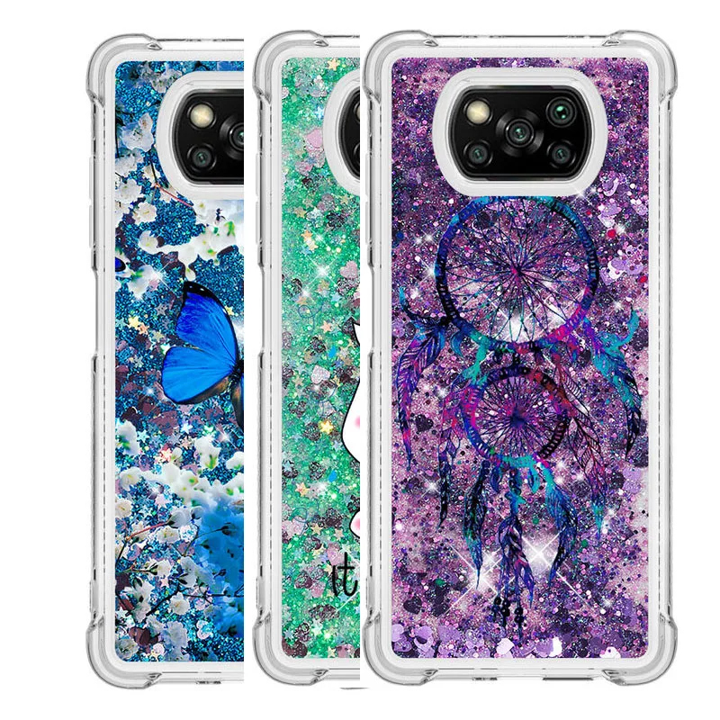 

Xiaomi Poco X3 NFC Case Fashion Pattern Quicksand Glitter Silicone Shockproof Back Cover For Xiaomi Poco X3 NFC Phone Cases