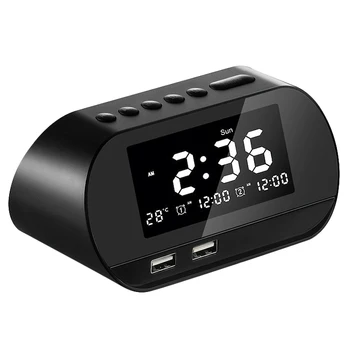 

Digital Alarm Clock,Alarm Clock with FM Radio and USB Charging Interface,Calendar/Temperature Display-EU PLUG Black