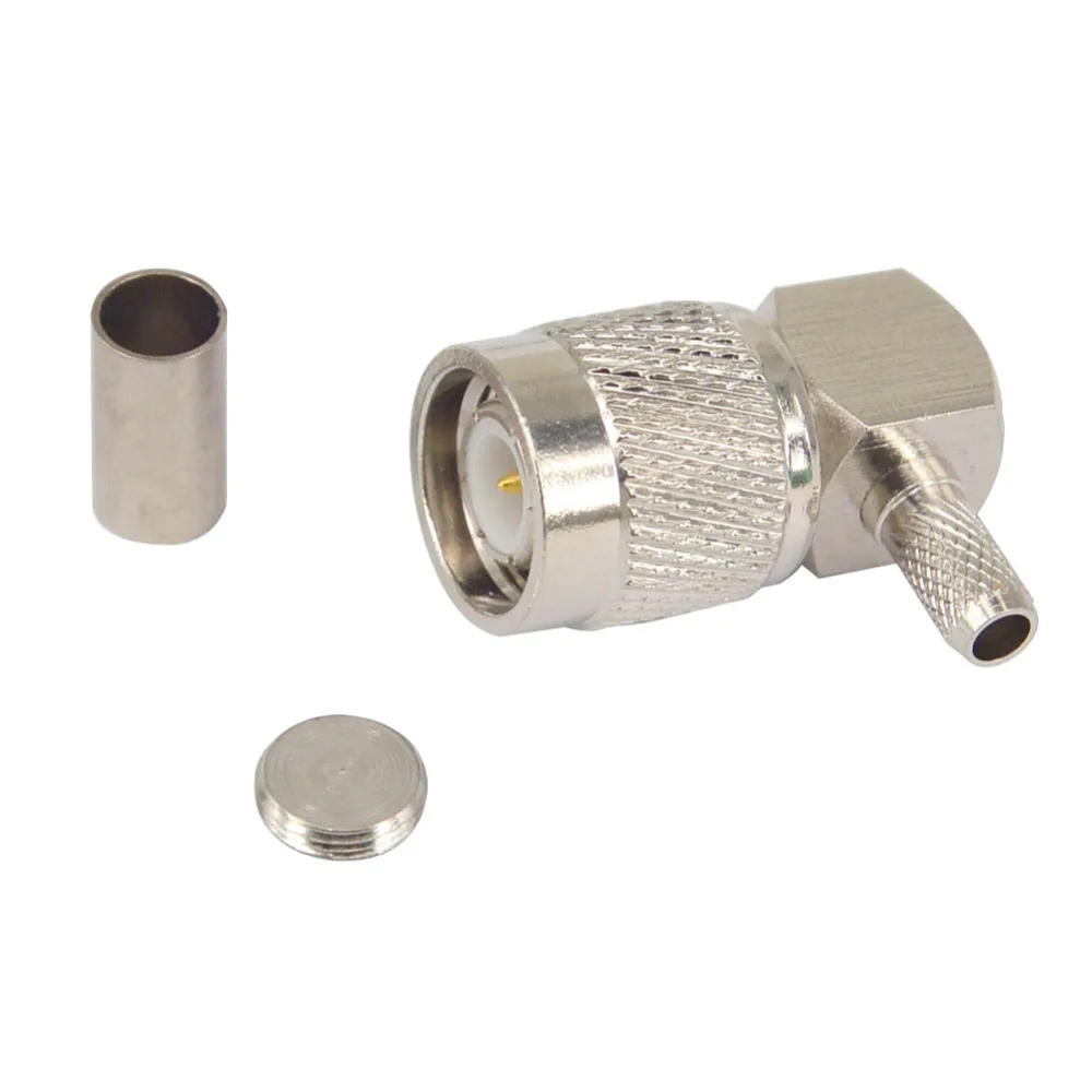 

100 Pieces TNC male plug 90 Degree crimp RG58 RG142 LMR195 RG400 cable right angle Connector