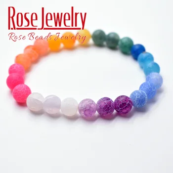 

Free Shipping Natural Stone Mixed Colorful Agates Bracelets Beads 8 Mm Size for Women Men Fashion Jewelry Bracelets