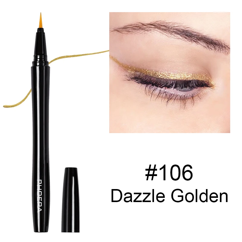 PHOERA Black liquid eyeliner automatic rotating eye liner waterproof not blooming eyeliner eye makeup glitter eyeliner TSLM1