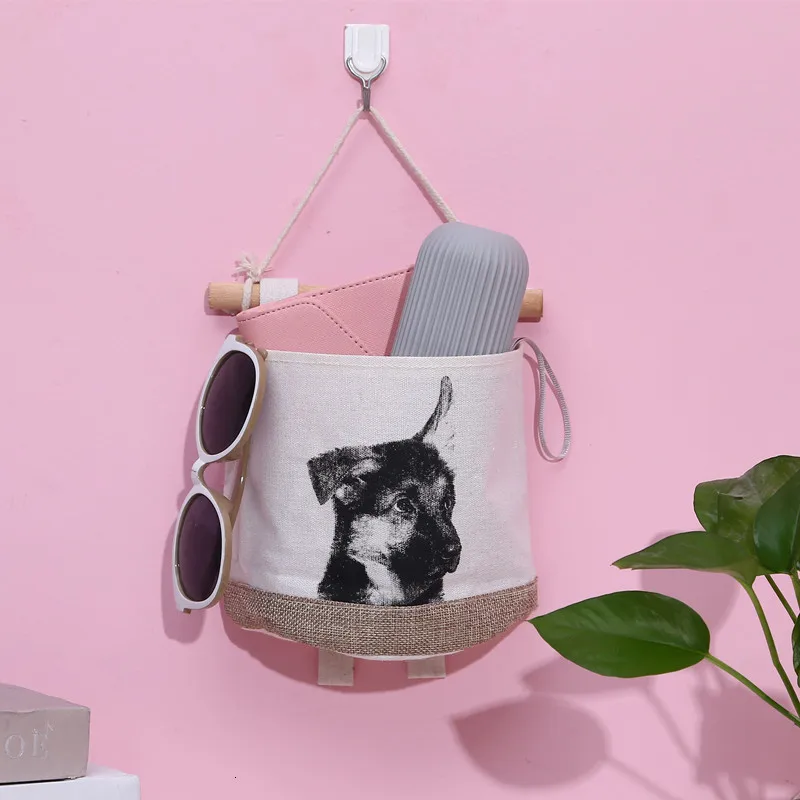 Новая висячая Сумка Kitty, сумка для хранения мусора, одиночный карман с животным узором, маленькая сумка для хранения за дверью