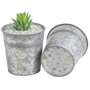 

12 Packs of Indoor or Outdoor Metal Galvanized Iron Metal Flower Pots, perfect for Plants, Flowers, and Succulents