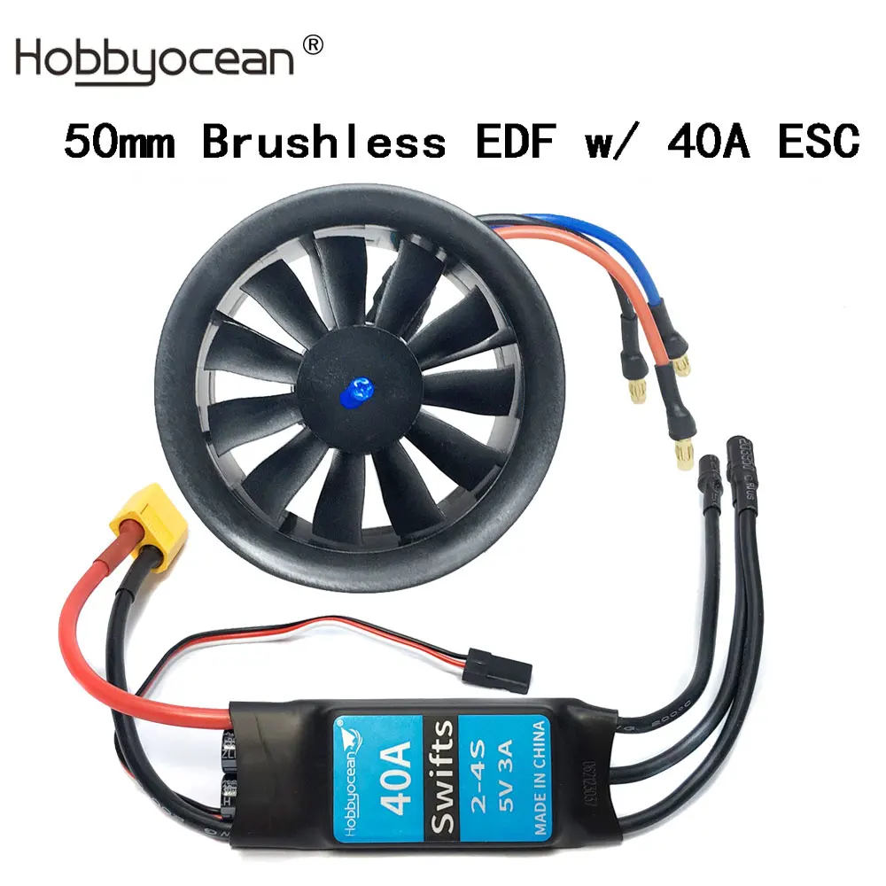 Hobbyocean 40A 50A Esc 50Mm Edf Ventilatore Condotto 4900Kv 4300Kv 11 Elica Motore Brushless Rc Jet Aereo Aereo Aereo