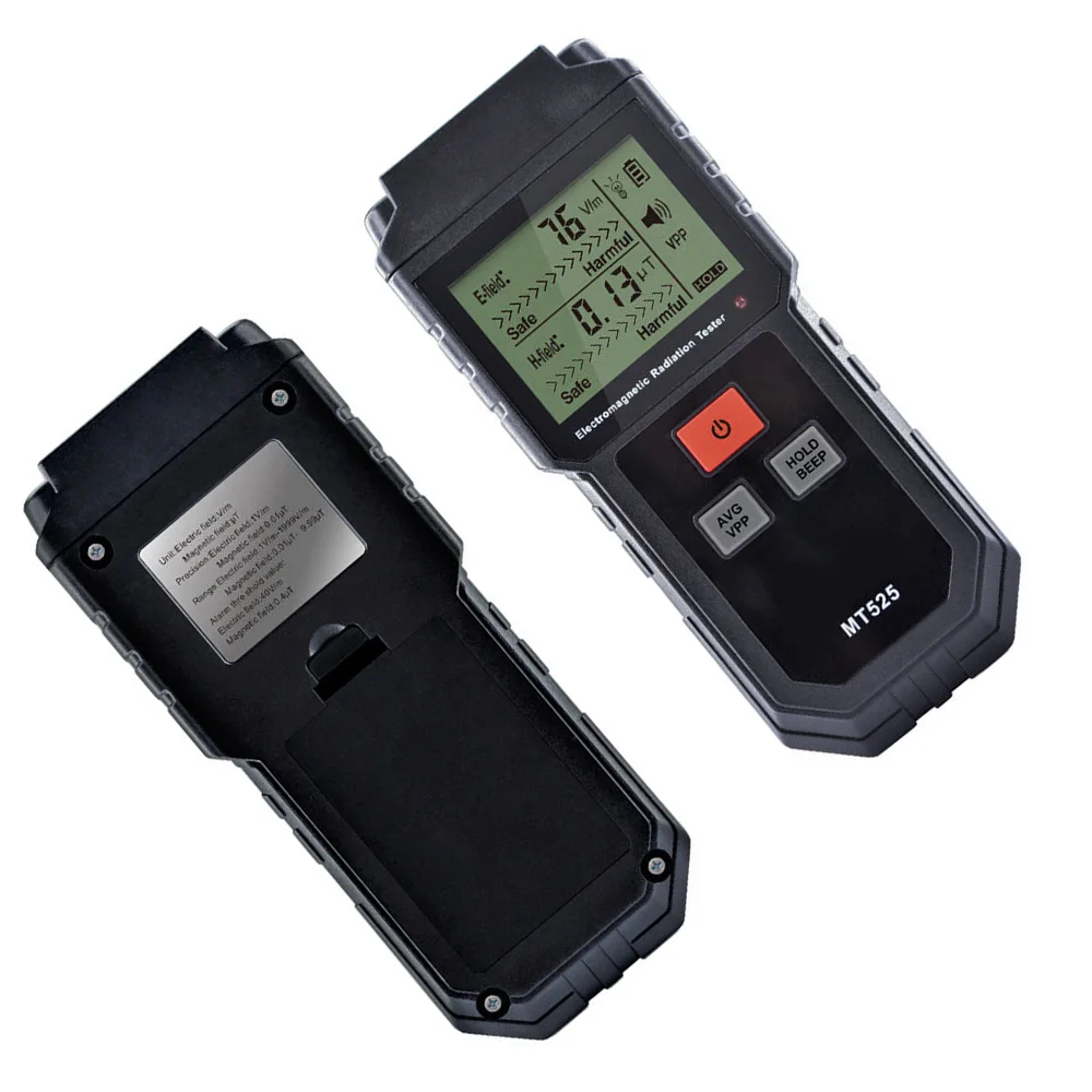 

Detector Radiation Meter Electromagnetic Geiger Locking Sound MT525 Light LCD Alarm Digital 9V Counter