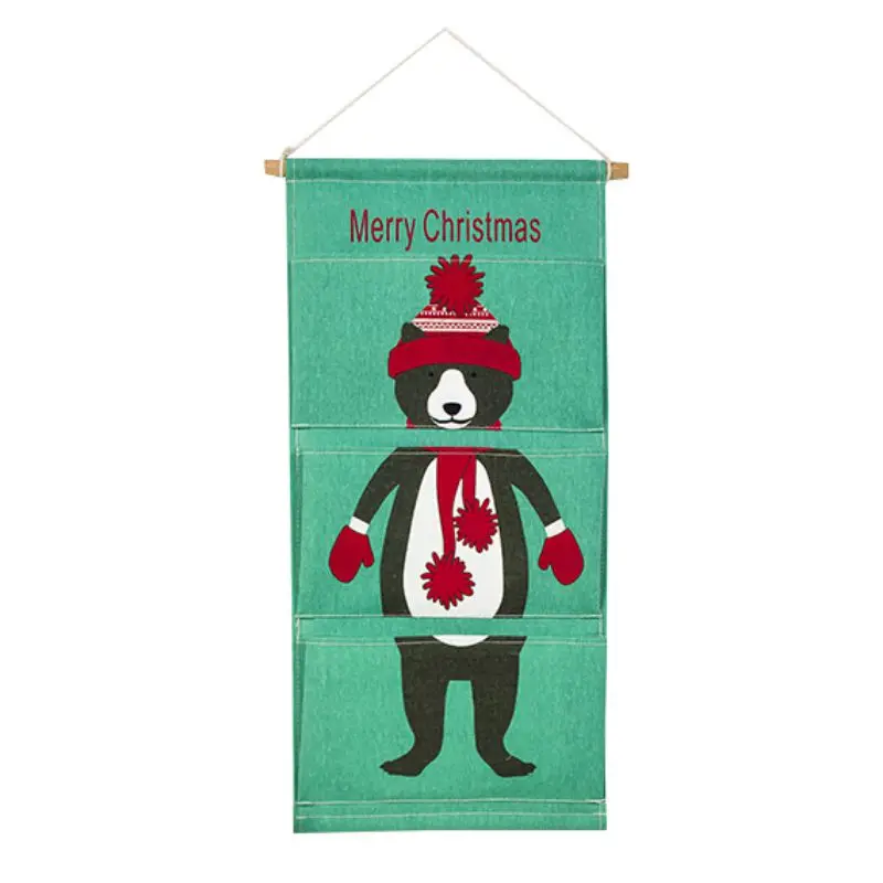 Рождественский олень Санта Клауса печать сумка для хранения нетканый висячий мешок для хранения с карманами