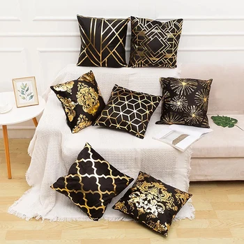 

Bronzing Cushion Cover Decoration Pillow Fashion Seat Cushion Home Decoration Geometric Throw Pillow Sofa Cover Black and White