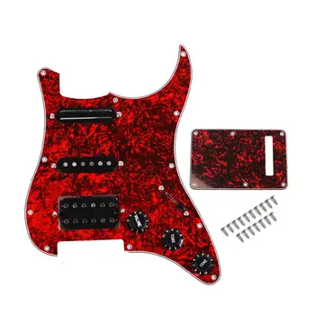 

Mounchain Red Tortoise Shell Pickguard Electric Guitar And Black SSH Loaded Prewired Scratchplate Assembly