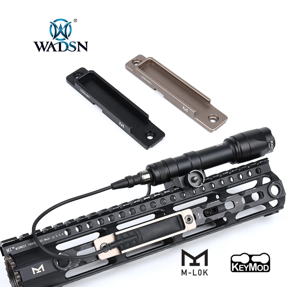 

WADSN Tactical M-LOK Keymod Flashlight Switch Rat Tail Slot Hunting Scout Light Switch Holder CNC Aluminum Pocket Fit Picatinny