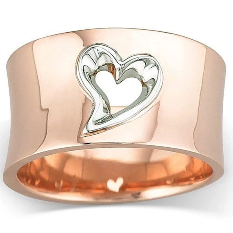 Charms Rose Gold Hollow Out Love Heart Finger Ring 2019 New Fashion Handmade Wide For Women Banquet Fine Jewelry Z4T211 | Украшения и